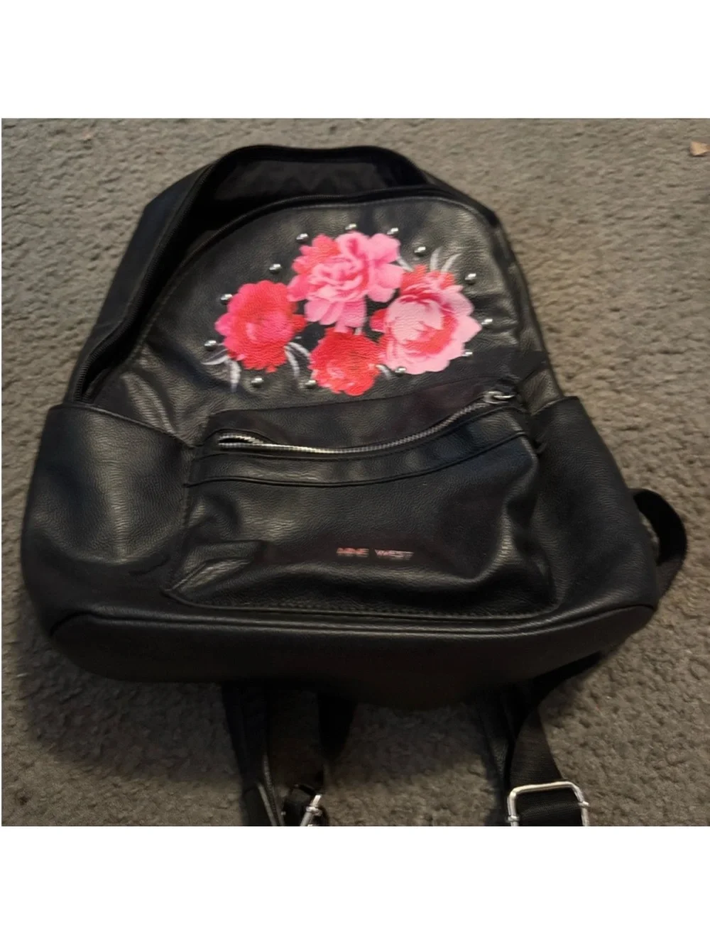 Nine West Black Backpack with Pink Floral Accent